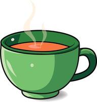 Clipart Logo eps Realistic Illustration concept of Steaming Green Cup for Tea Time Coffee time Shops Cafs Isolated Clip Art for Branding Advertising Design Concepts jpg Morning and Evening vector