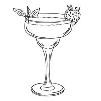 Hand drawn cocktail drink. La dolce vita Italy vacation bar element. Perfect for template, card, invitation or poster, packaging. Line art doodle illustration. vector