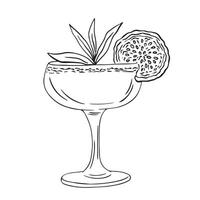 Hand drawn cocktail drink. La dolce vita Italy vacation bar element. Perfect for wallpaper, template, banner, wall decor, print, postcard, cover. Line art doodle illustration vector