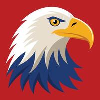 Bold Bald Eagle Head Illustration on Red Background, American Symbol, Patriotic Wildlife Mascot, Powerful Bird of Prey, Art for Logo Design vector