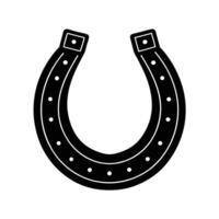 Black Silhouette Illustration of Horseshoe Isolated on White Background, Perfect for Luck, Western, Farm, Good Fortune, and Minimalist Design Projects. vector