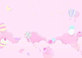 Colorful candy and dessert background design vector