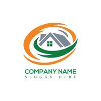 Real Estate Logo House within Abstract Swirls, for Company Branding. vector