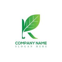Leafy Lettermark Logo Green 'R' with Leaf Element for Sustainable Brands vector