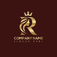 Royal Beauty Logo with Crown and Initial R vector
