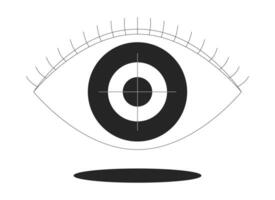 Looking for strategy line onboarding ui illustration. Eye with bullseye. Visual targeting. Clarity, intent, focus. Mission vision outline 2D concept isolated. Ink linear metaphor art vector