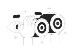 Strategy vision line onboarding ui illustration. Binoculars focused on bullseye targets. Goal clarity precision in business marketing outline 2D concept isolated. Ink linear metaphor art vector