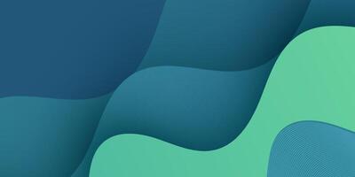 Abstract green colorful wave papercut background. Simple wave fluid shape pattern with lines. vector