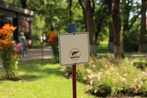 Signage Providing Important Rules and Regulations in a Beautiful Lush Park Setting photo