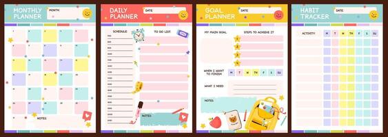 Colorful planners for daily and monthly organization vector