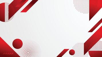 Modern red and white abstract background featuring bold geometric shapes, halftone dots, and sharp angles. Ideal for banners, posters, Independence Day, or creative layouts with a patriotic tone. vector