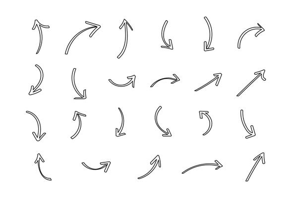 Handdrawn arrow sketch set illustration.