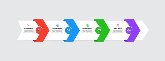 Four-step colorful arrow infographic. Modern design perfect for presentations, websites, reports, and business visuals. Easily customizable. vector