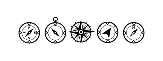Compass Icons Set Black and White Graphics for Branding vector