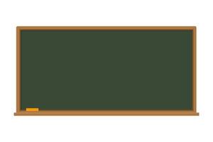 Empty Green Chalkboard with Wooden Frame and Chalk, Blank Classroom Blackboard for Education, School, or Teaching Concept in Flat Style vector