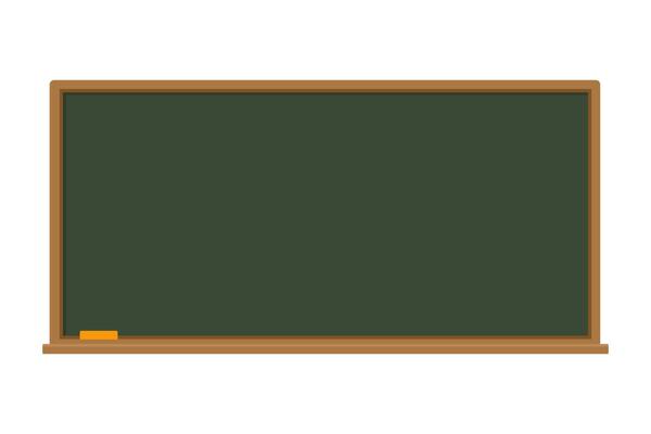 Empty Green Chalkboard with Wooden Frame and Chalk, Blank Classroom Blackboard for Education, School, or Teaching Concept in Flat Style