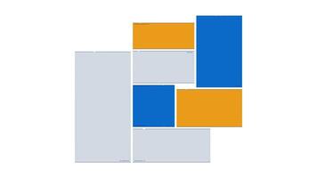 Geometric blocks arranging into various layouts 2D object doodle animation. Abstract creative rectangles movement animated flat element isolated on white background. Cartoon 4K drawing video
