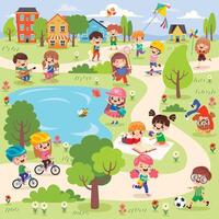 Children having fun in a park vector