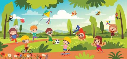 Children playing in the park vector