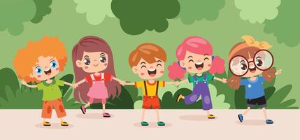Colorful kids playing in a park vector