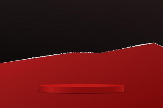 negro y rojo antecedentes 3d con podio espacio para de venta productos en el sitio web. resumen fondo de pantalla diseño con Copiar espacio a monitor tu productos ilustración. vector