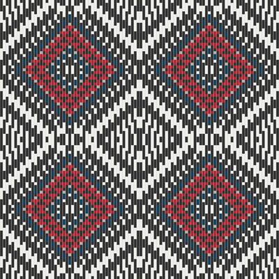 Pixelated Ethnic Design Pattern in the Philippinesfolk Embroidery, Aztec Geometric Ornament Print. Design for Carpet, Wallpaper, Clothing, Wrapping, Fabric