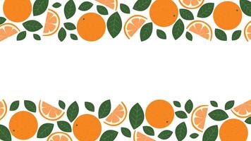 Horizontal template with juicy oranges and leaves vector