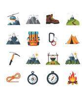 Camping gear icons vector