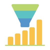 Marketing funnel with bar chart showing process, diagram for business analytics, data visualization and CRM strategy vector