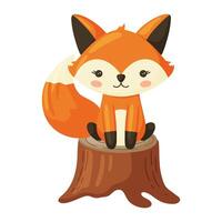 Charming Fox Sitting on a Tree Stump vector