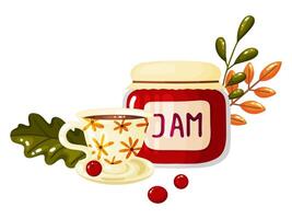 Autumn Tea Cup and Jam Jar Set vector