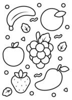 Colorful fruit coloring pages. Children's activity vector