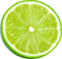 Close up image of a lime slice showcasing its vibrant green color and juicy texture png