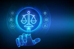 Digital scales of justice concept vector