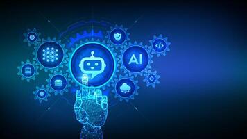 AI chatbot technology and gears vector