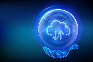 Digital cloud concept with upload icon vector