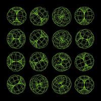Lined shapes. Perspective mesh, 3d grid. Low poly geometric elements. Retro futuristic design elements, y2k, vaporwave and synthwave style. illustration vector