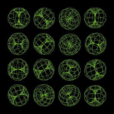 Lined shapes. Perspective mesh, 3d grid. Low poly geometric elements. Retro futuristic design elements, y2k, vaporwave and synthwave style. illustration