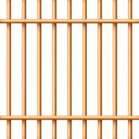 Realistic wooden lattice, rural picket fence. Farm or village house boundary, garden enclosing planks. Detailed wooden jail cage. Criminal background mockup. Creative illustration vector