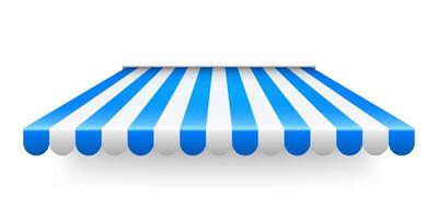 Shop sunshade isolated on white background. Realistic striped cafe awning. Outdoor market tent. Roof canopy. Summer street store. illustration. vector