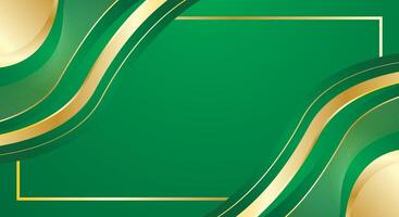 Modern green gold abstract wave background for certificate design vector