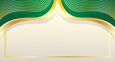 Luxury green gold abstract wave background for certificate vector