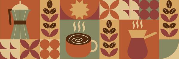 Abstract coffee modern line geometric pattern. vector