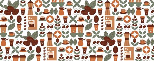 Coffee cups and beans pattern design vector
