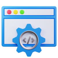 3d ícone codificação engrenagem interface janela png