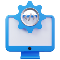 3d ícone engrenagem monitor desenvolvedor Visão png