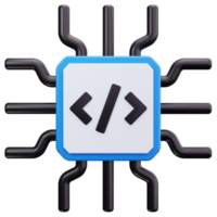 3D Icon Artificial Intelligence Programming Chip png