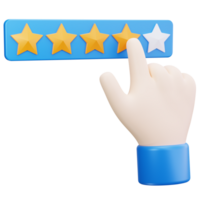 3D Icon Hand Selecting Four Stars png