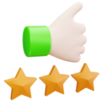 3D Icon Thumbs Up With Stars png
