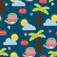 Colorful seal and sun pattern design vector